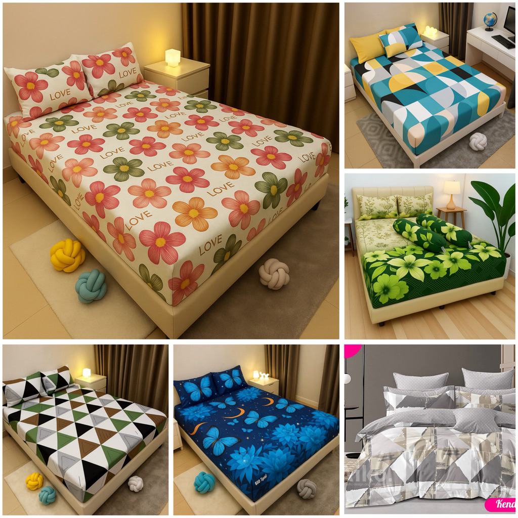 Sprei Homemade motif kotak hitam 160 180 Sprei Karakter Sprei Motif aesthetic Berkualitas