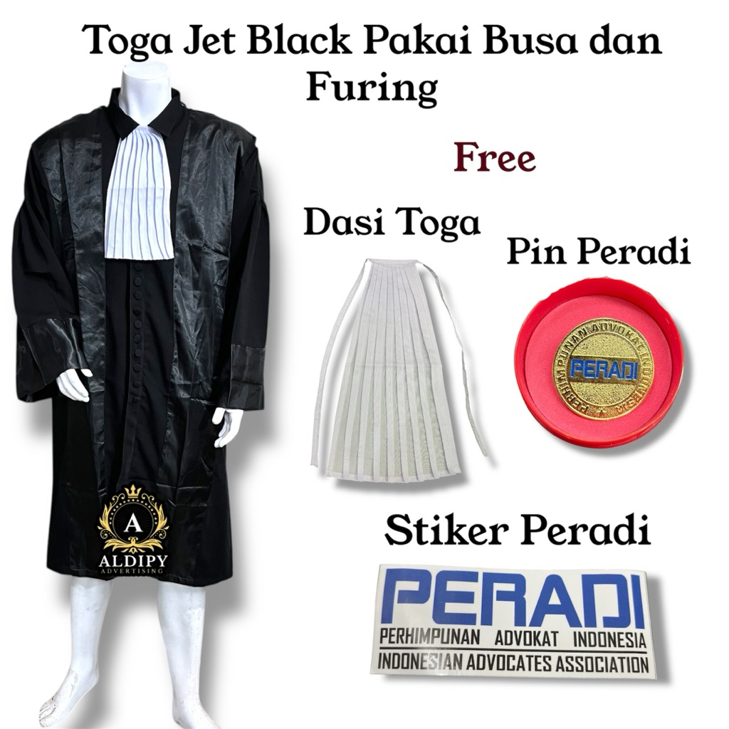 Best Seller Baju Toga Advokat Baju Toga Peradi BerFuring Toga Hakim Furing Busa Bahan Jet Black Toga