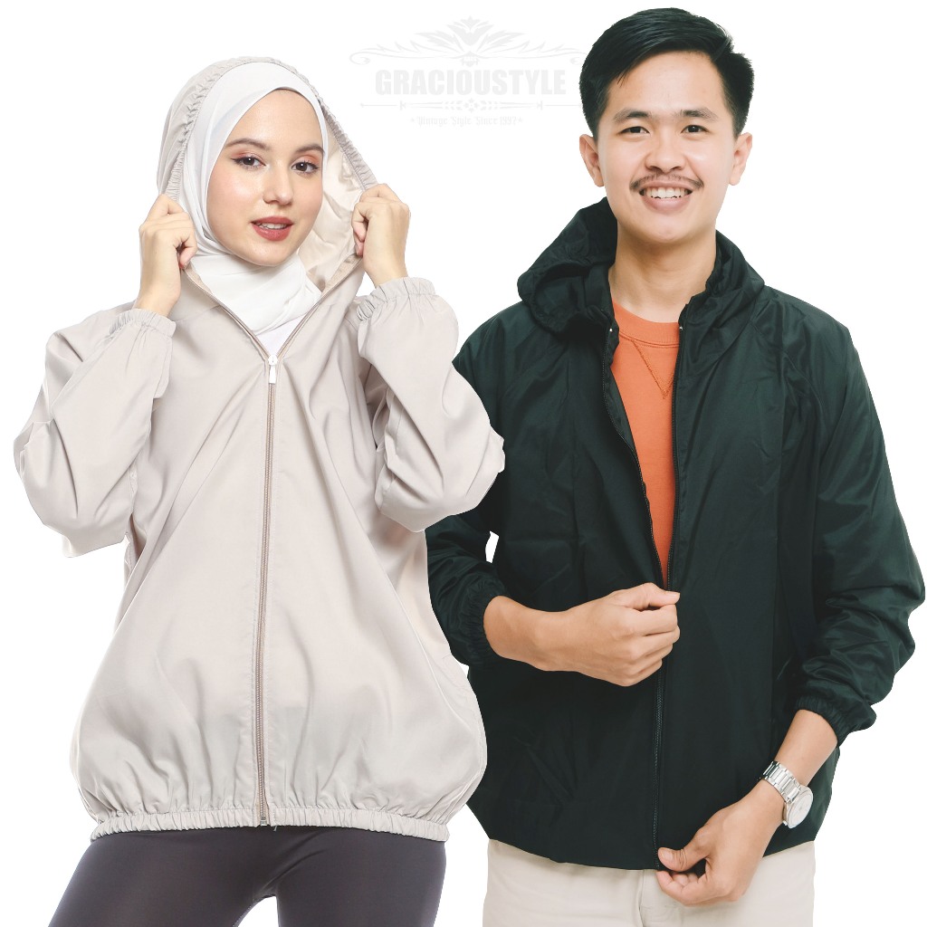 GRACIOUSTYLE - Jaket Olahraga Parasut Pria Wanita Sport Jogging Running Gym Fitnes Yoga Zumba Bahan 