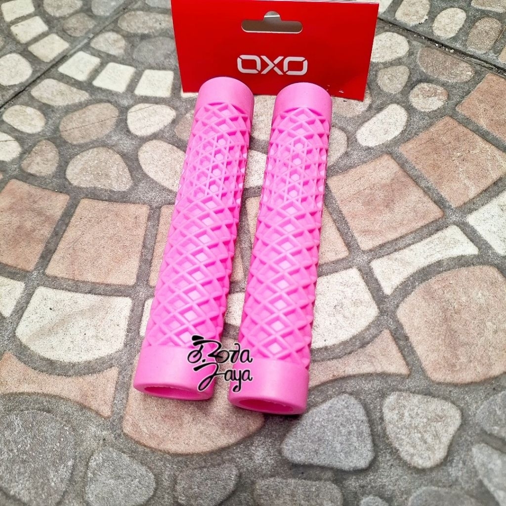 58 PINK  GRIP SEPEDA HANDGRIP HANFLAT OXO KARET 15cm MERAH MUDA