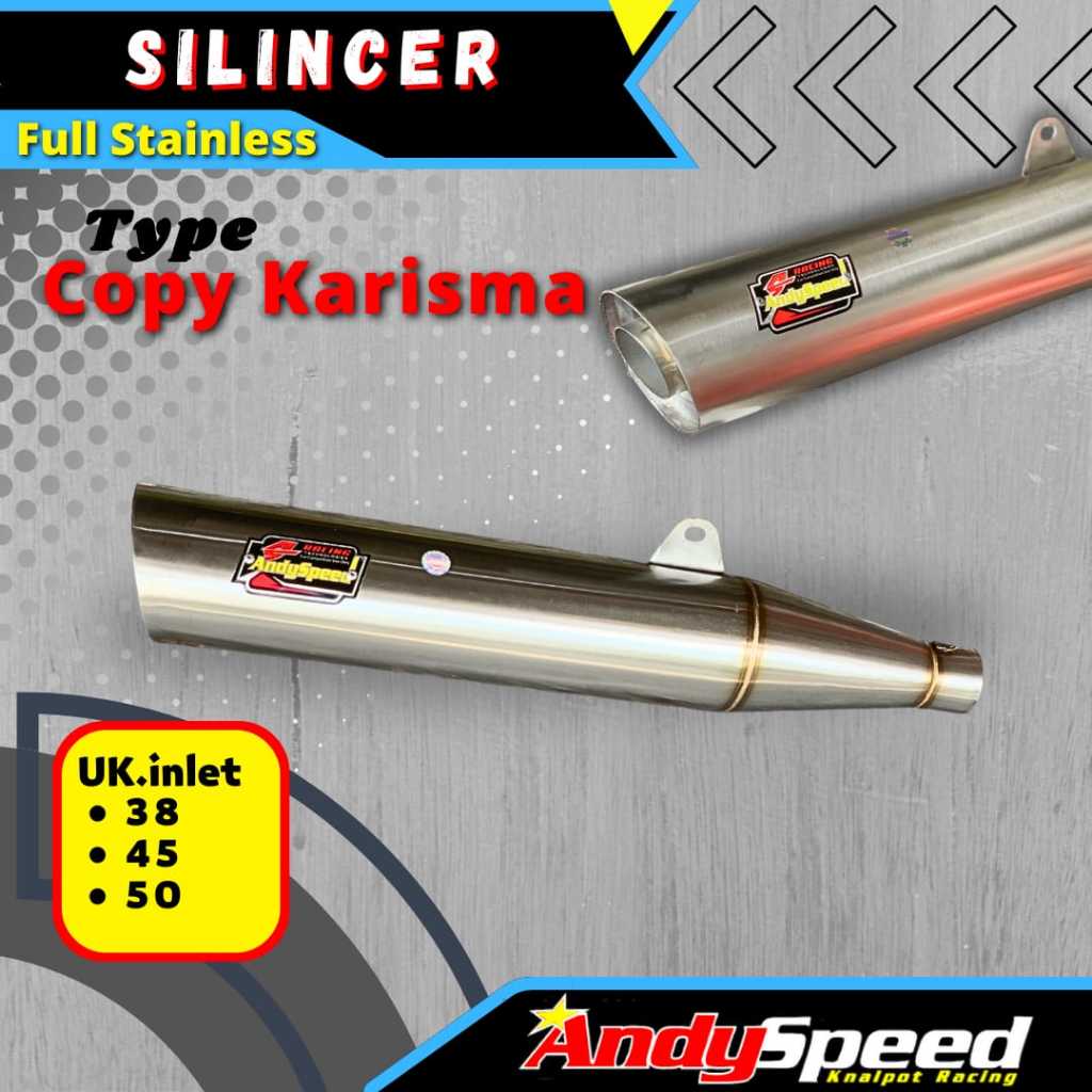 SILINCER COPY STANDAR RACING KHARISMA FULL STAINLESS MERK ANDY SPEED