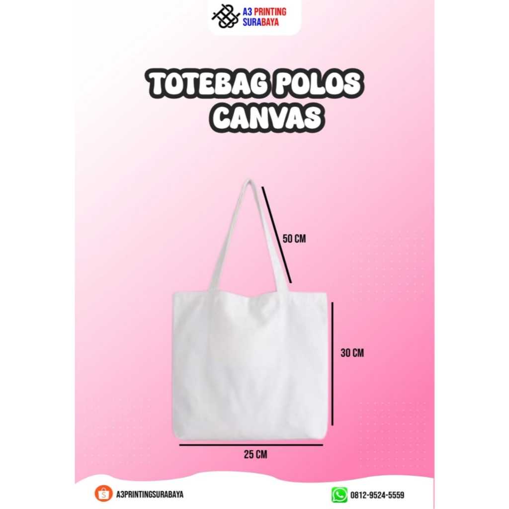 ToteBag Polos Kanvas Putih Premium 25x30 | tote bag kanvas - tas tote bag wanita - totebag kuliah
