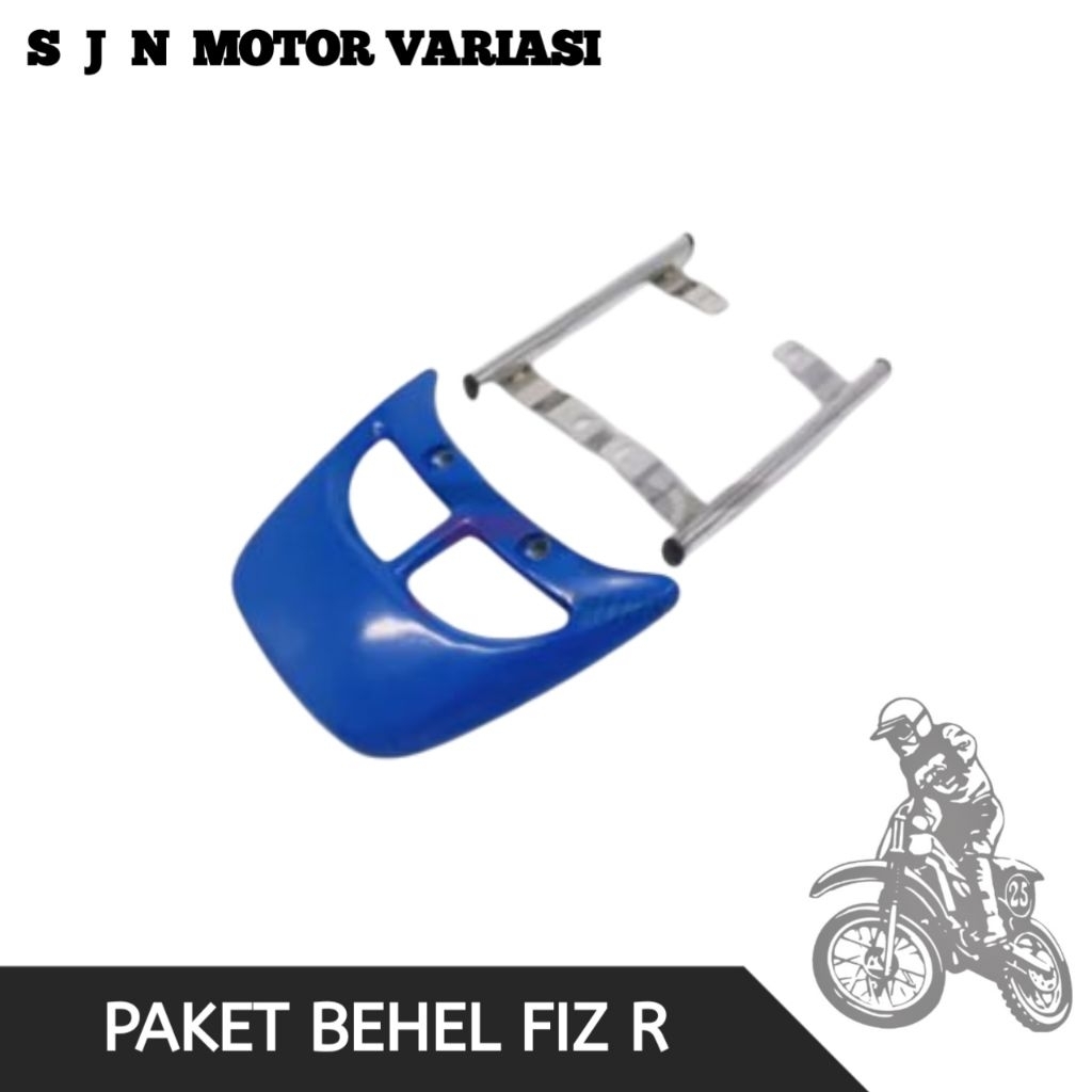 Paket Begel Fiz R  Behel Samping Fizr Dan Begel Fizr Belakang Biru Chrome Satu Set SJN Motor Variasi