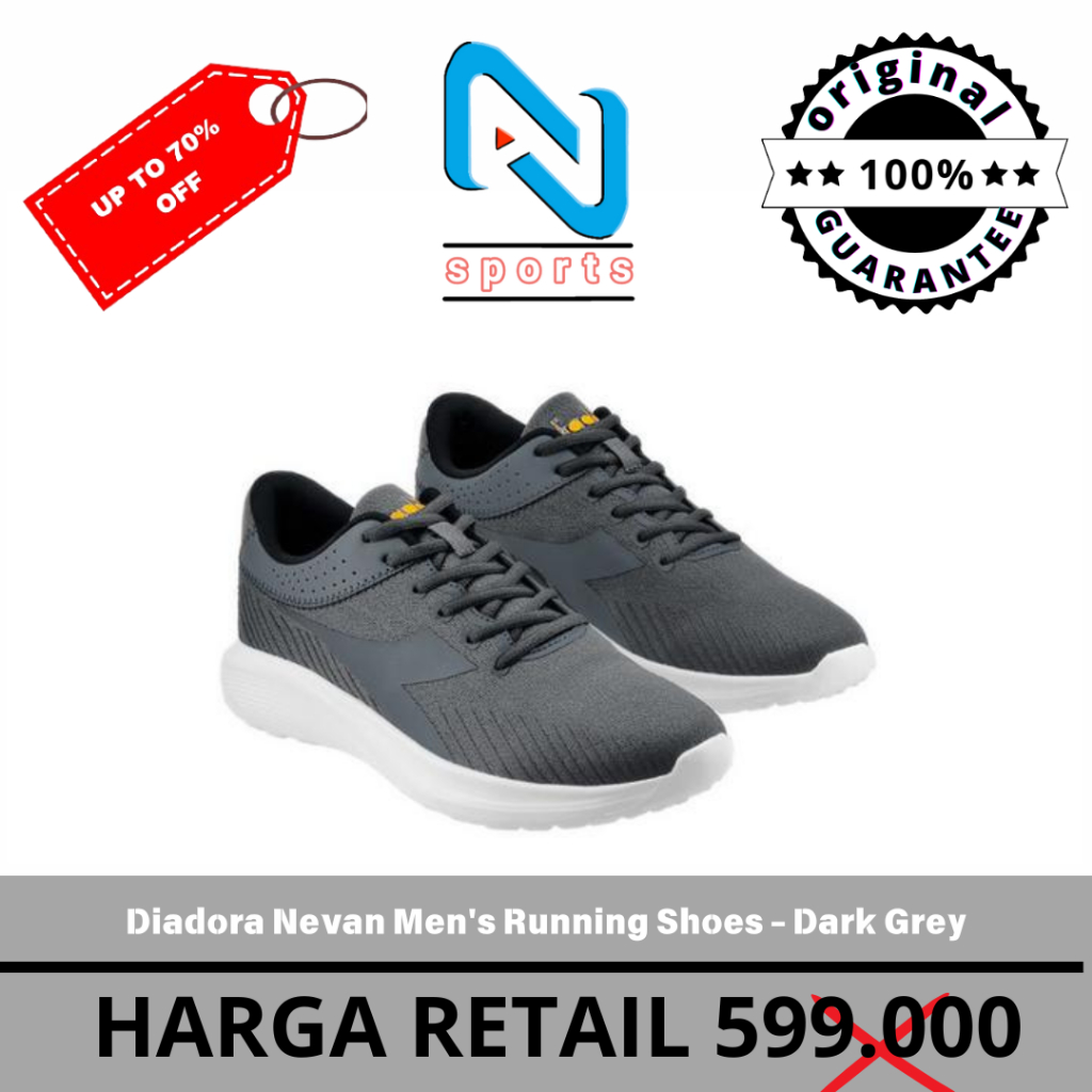 Sepatu Diadora Nevan Men's Running Shoes - Dark Grey Original 100%