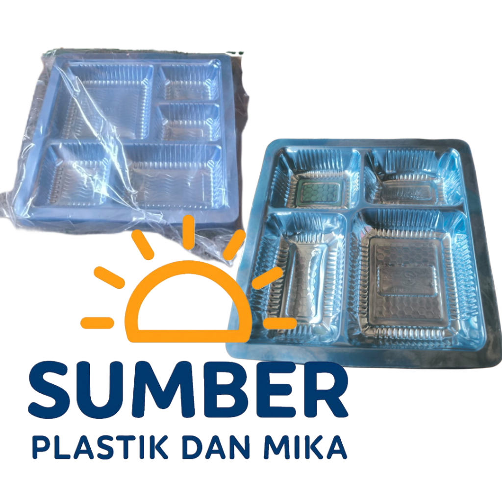 (50PCS) Mika Nasi Box | Mika Nasi Kotak | Mika Dus Nasi | Tray Nasi Kotak | Mika Sekat 4&5 Ukuran 18
