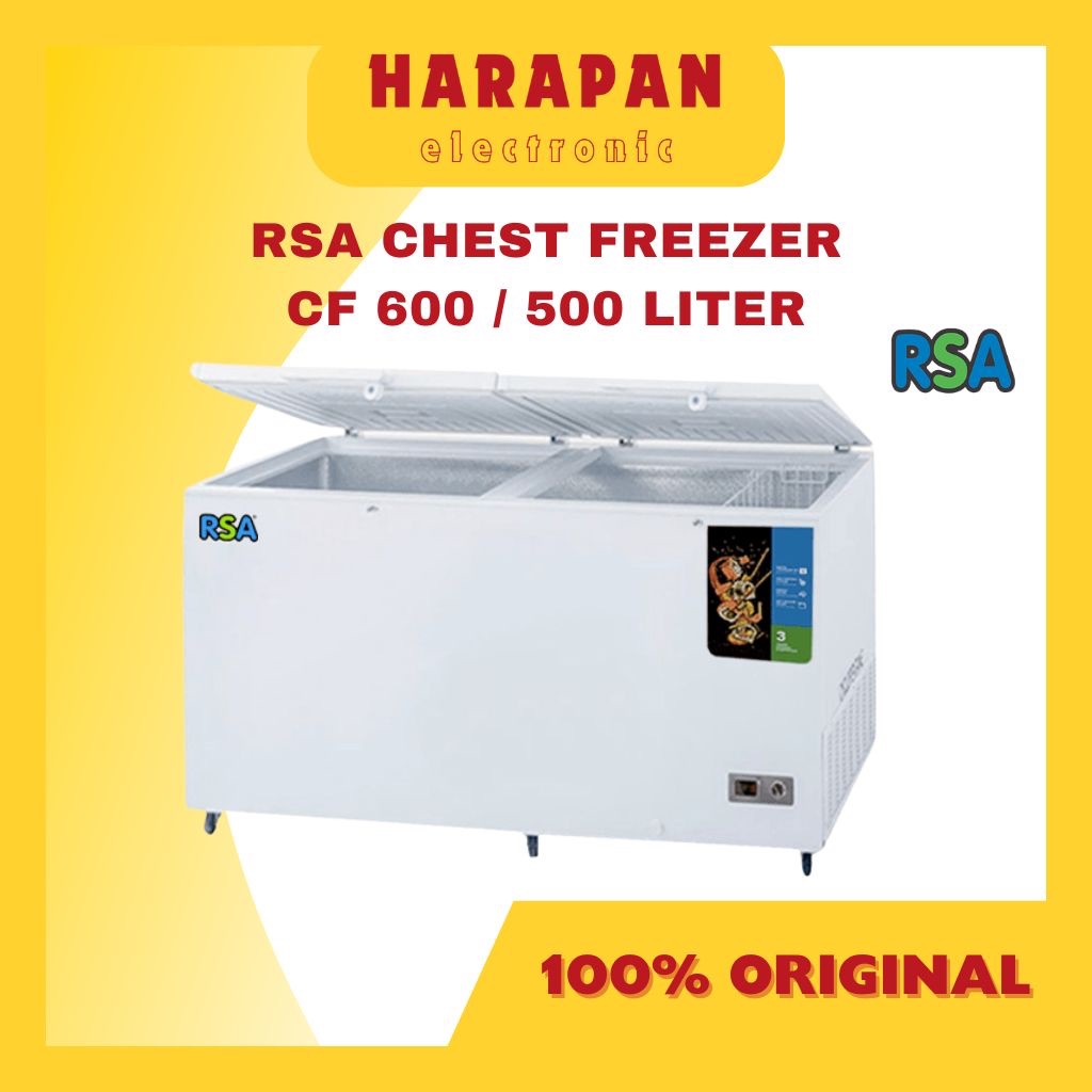 RSA CHEST FREEZER CF600 500 LITER / KULKAS BOX FROZEN FOOD JUMBO 500L GARANSI RESMI