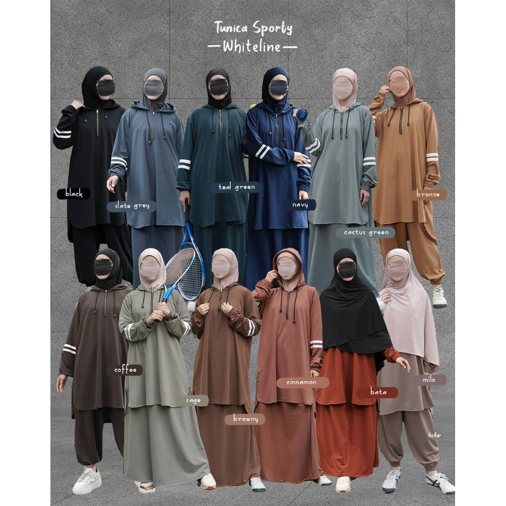 TUNICA SPORTY AZDA/TUNIK ROK AZDA/TUNIK WHITELINE/TUNICA WHITELINE/TUNIK ROK MUSLIMAH/SET ROK MUSLIM