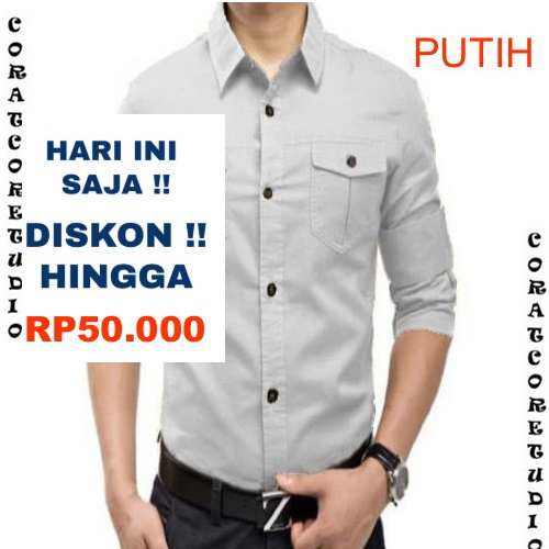 29 WARNA WARNI TC87 COLLECTION THE CLOVER 87 CORATCORETUDIO Hem Cowok Kemeja Pria Long Shirt Basic P