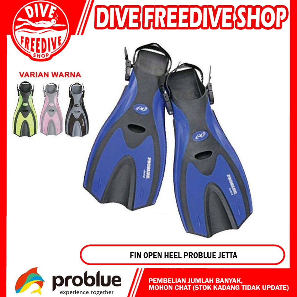F-783 Fin Problue Jetta Fins Open Heel Pendek Snorkeling Kaki Katak Swimming Sepatu Renang Diving Se