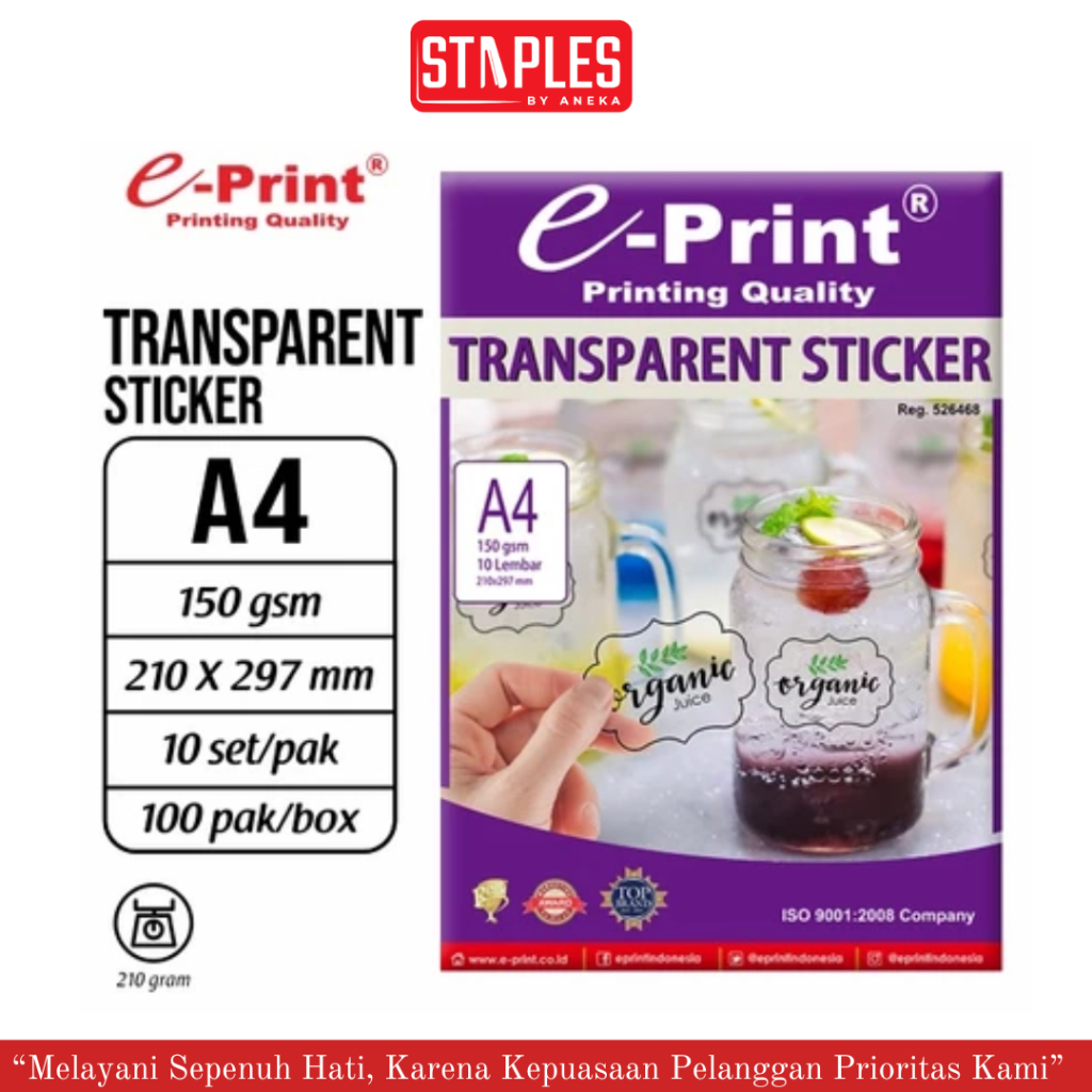 Kertas Foto e-Print Transparent Stiker / E-print Transparent Sticker Paper Transparan Stiker Bening 