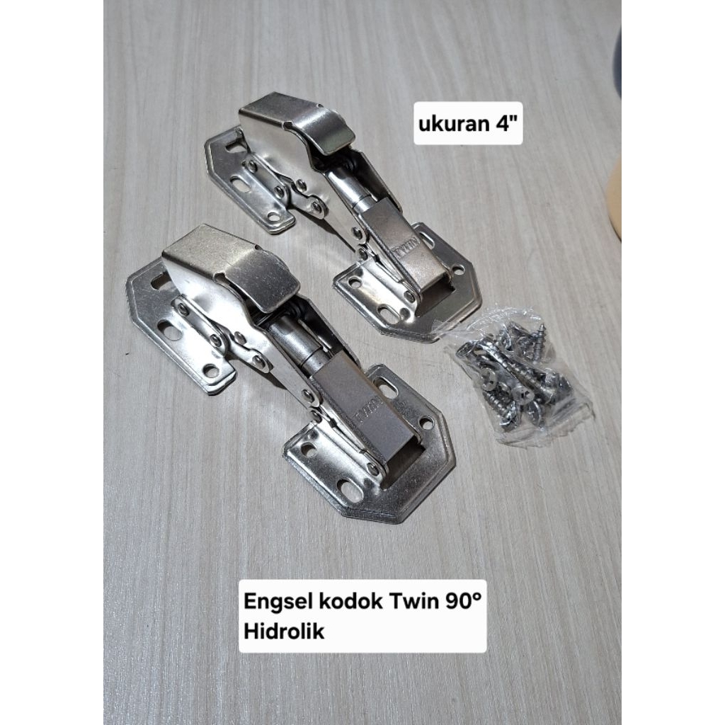 (2pcs) Engsel kodok 90° hidrolik Twin / engsel kodok soft closing