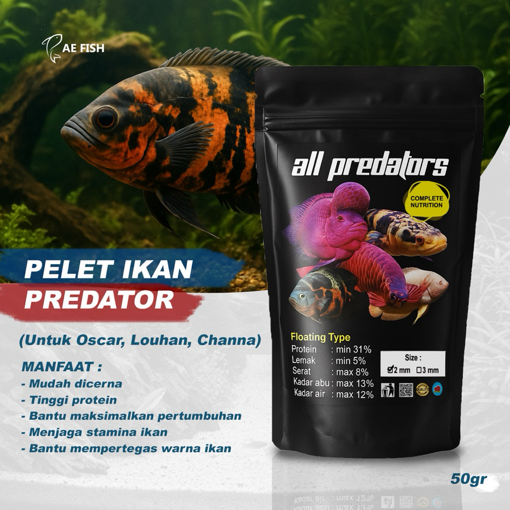 Pelet Ikan Channa pakan all predators louhan Oscar Channa pbass
