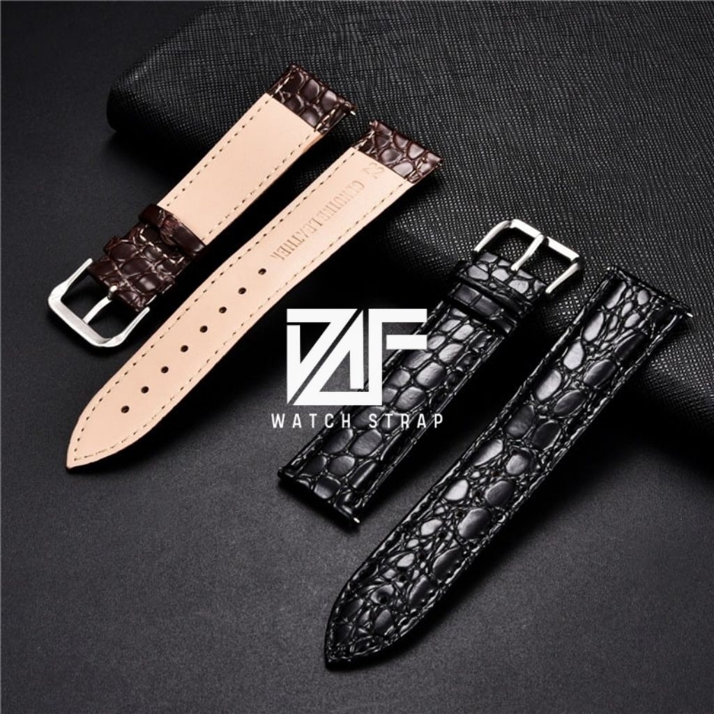 DAF ✅️ 12MM - 22MM TALI STRAP JAM TANGAN CROCO  MOTIF ALIGATOR BUAYA KULIT ASLI