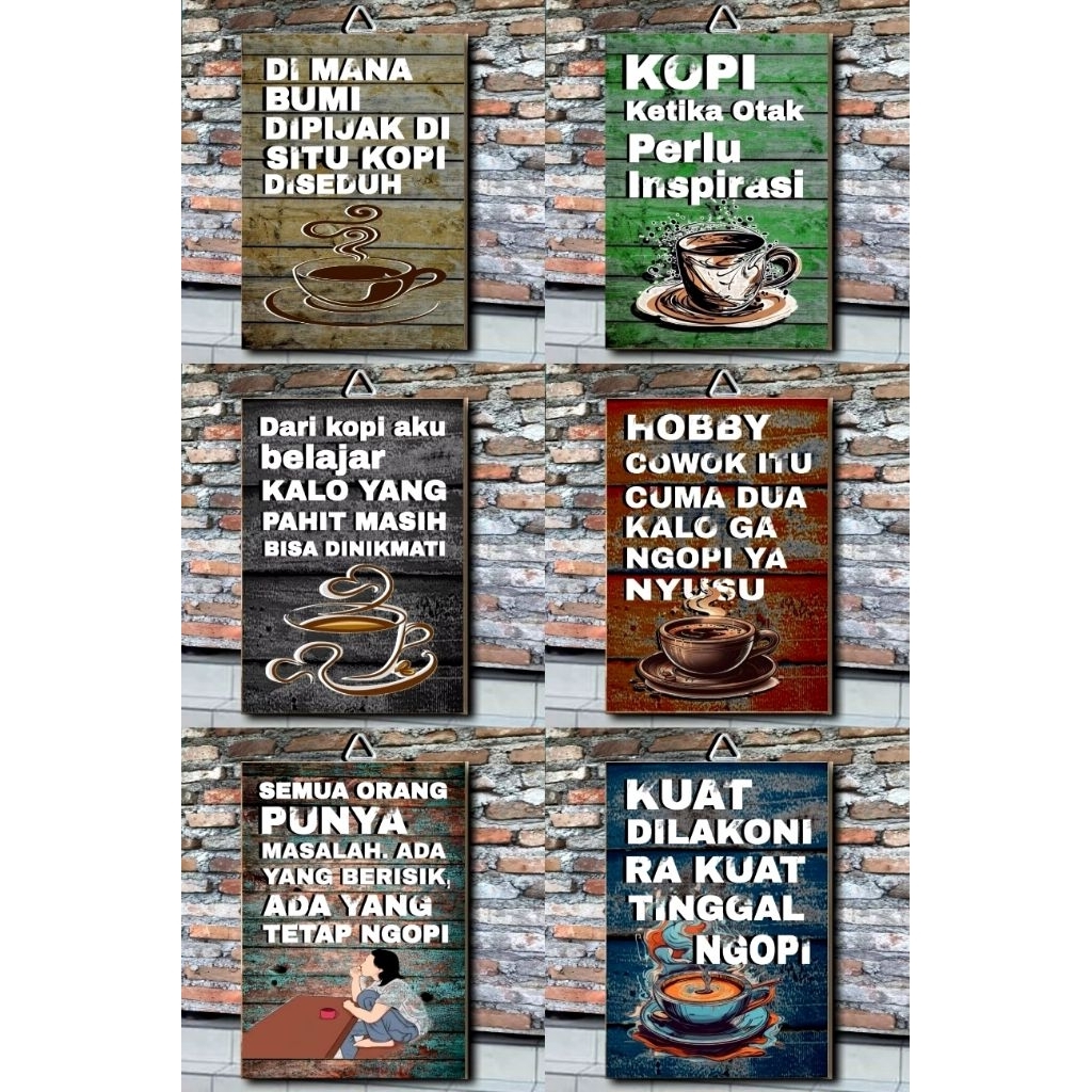 (1 SET ISI 6) HIASAN DINDING MDF TEMA KOPI TERLARIS