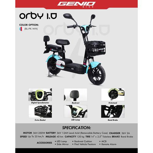 PROMO MURAH SEPEDA LISTRIK GENIO ORBY 1.0 TANPA AKI CODE-S0900019