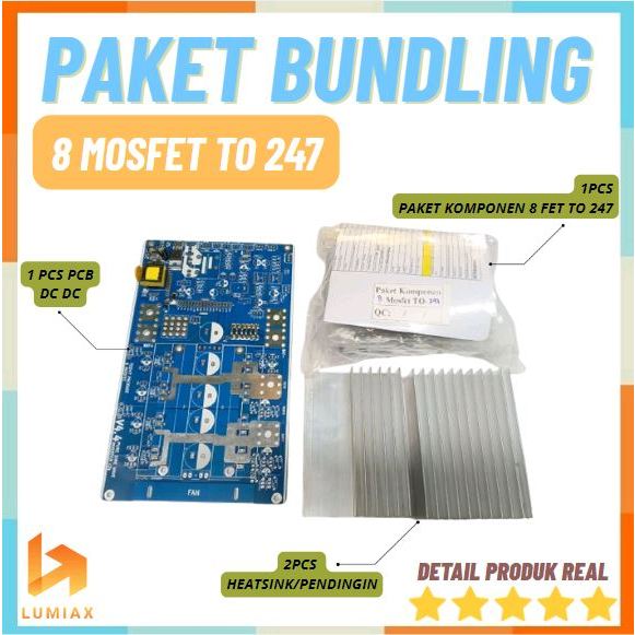 Paket Bundling Inverter 8 Mosfet TO-247 Low Frequency Komponen Siap Solder PCB Paket Komponen Heatsi