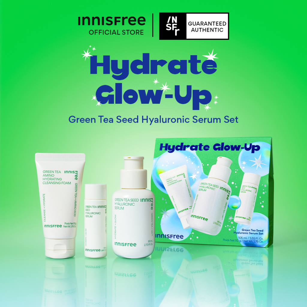 [Special Holiday Edition] Innisfree Green Tea Seed Hyaluronic Serum Set - Serum untuk Kulit Glowing
