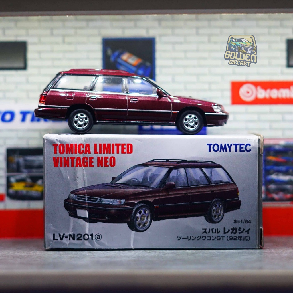 TOMICA LIMITED VINTAGE NEO LV-N201 SUBARU LEGACY TOURING WAGON GT RED MAROON (RARE ITEM)  - UNSEALED