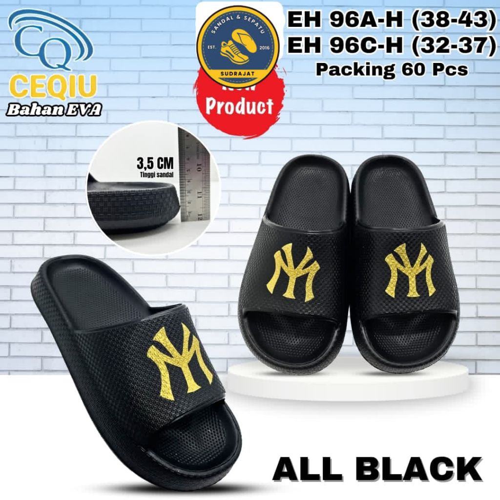 sandal selop hitam NY size 31-43