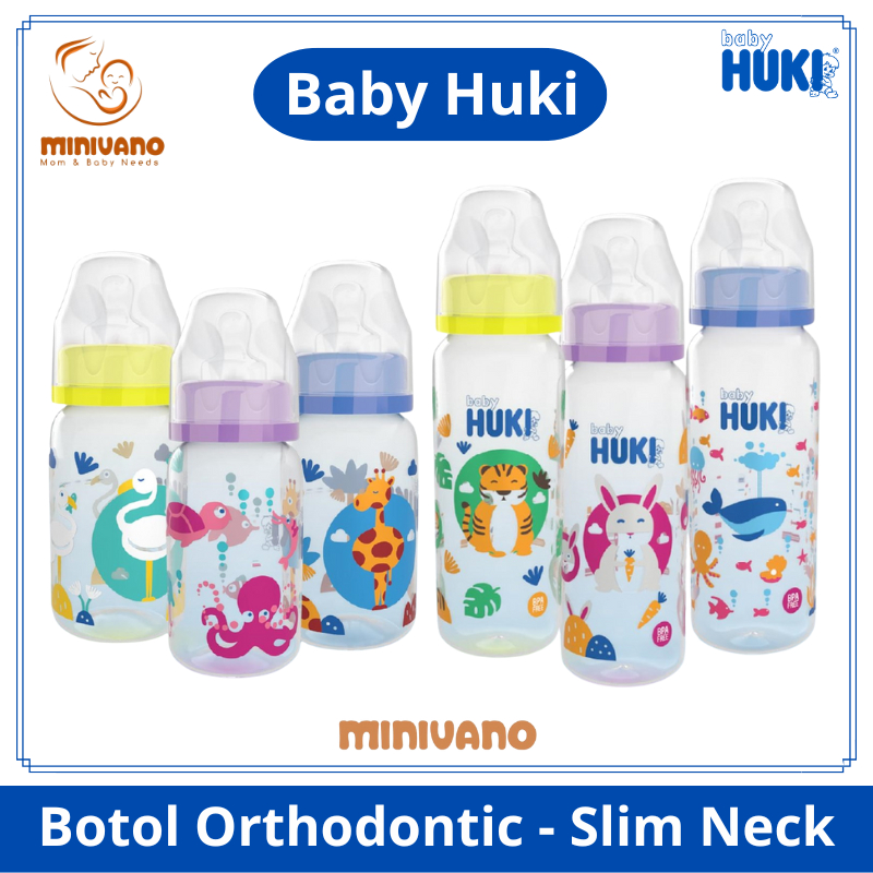 Baby Huki Botol Susu Bayi PP 120ml 240ml - Dot Orthodontic Slim Neck - CI0325 CI0328 CI0329