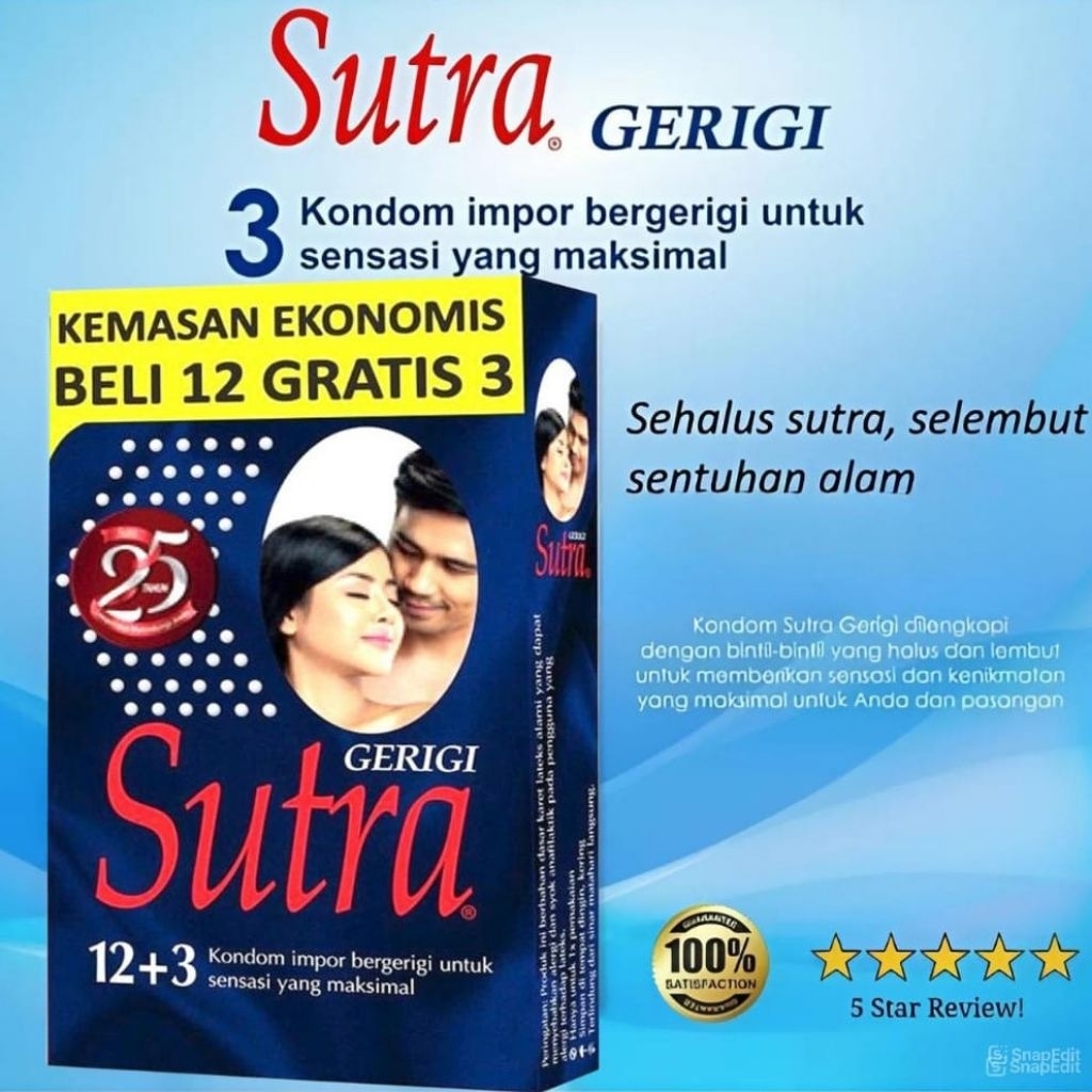 kondom sutra biru bergerigi 1box isi 12+3 pcs