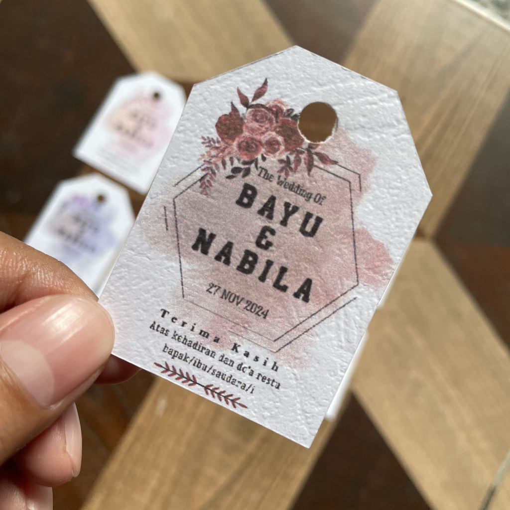 Hang Tag Souvenir - kartu ucapan - hang tag pernikahan - kartu ucapan pernikahan - label pernikahan