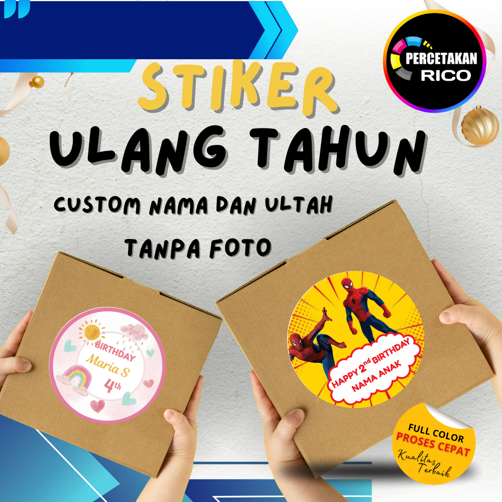 (isi 40) Stiker Ulang Tahun Custom / Stiker Nasi Box Bento/ Label Ulang Tahun
