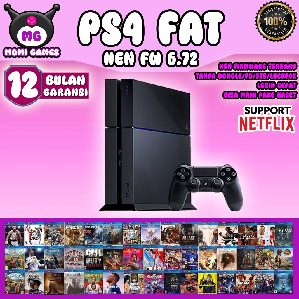 PS4 PS 4 Hen 6 72 Second Fat Slim Pro Free Games Hen Garansi 1 Tahun
