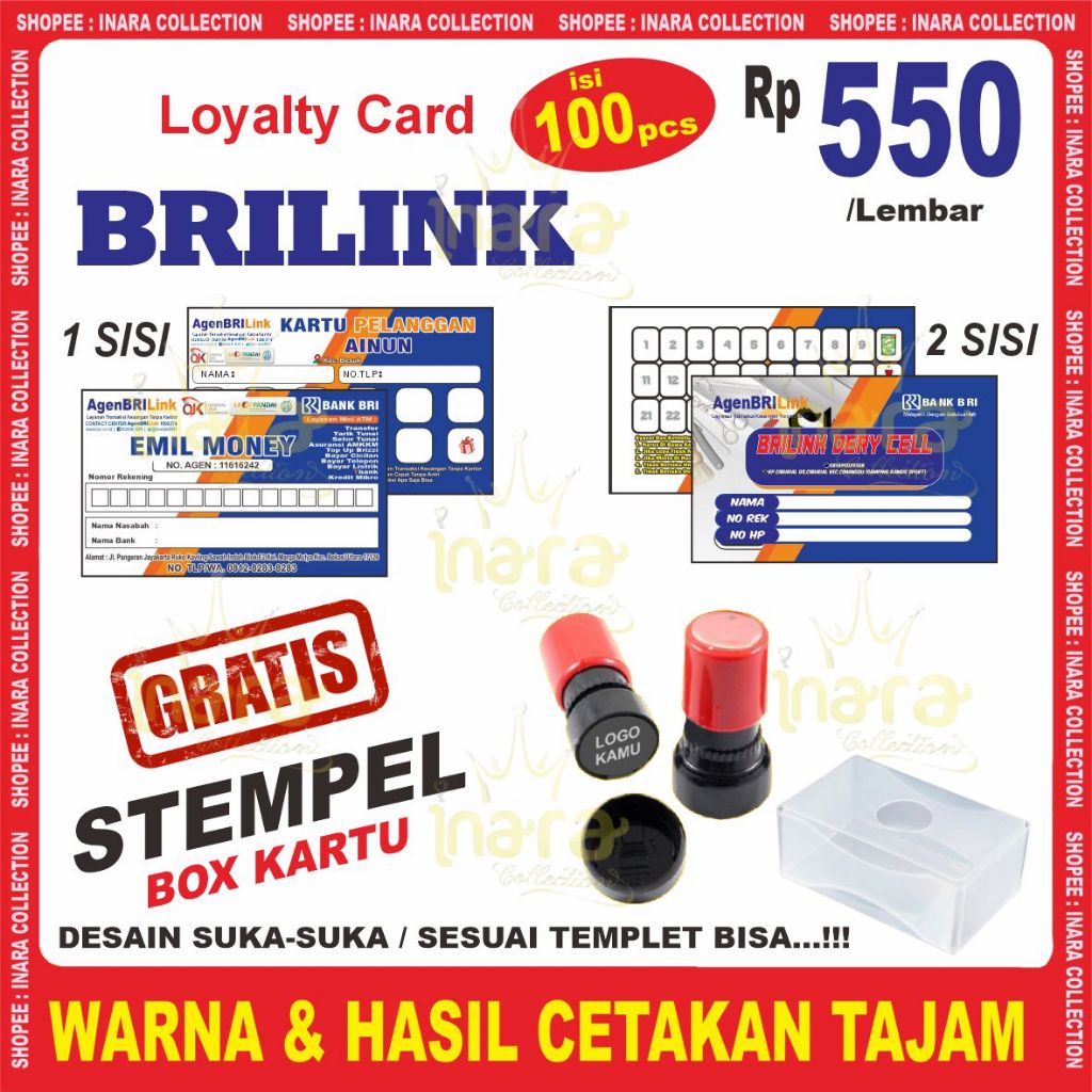 KARTU MEMBER | LOYALTY CARD BRILINK | LOYALTY CARD BRILINK / MINI ATM (100pcs)