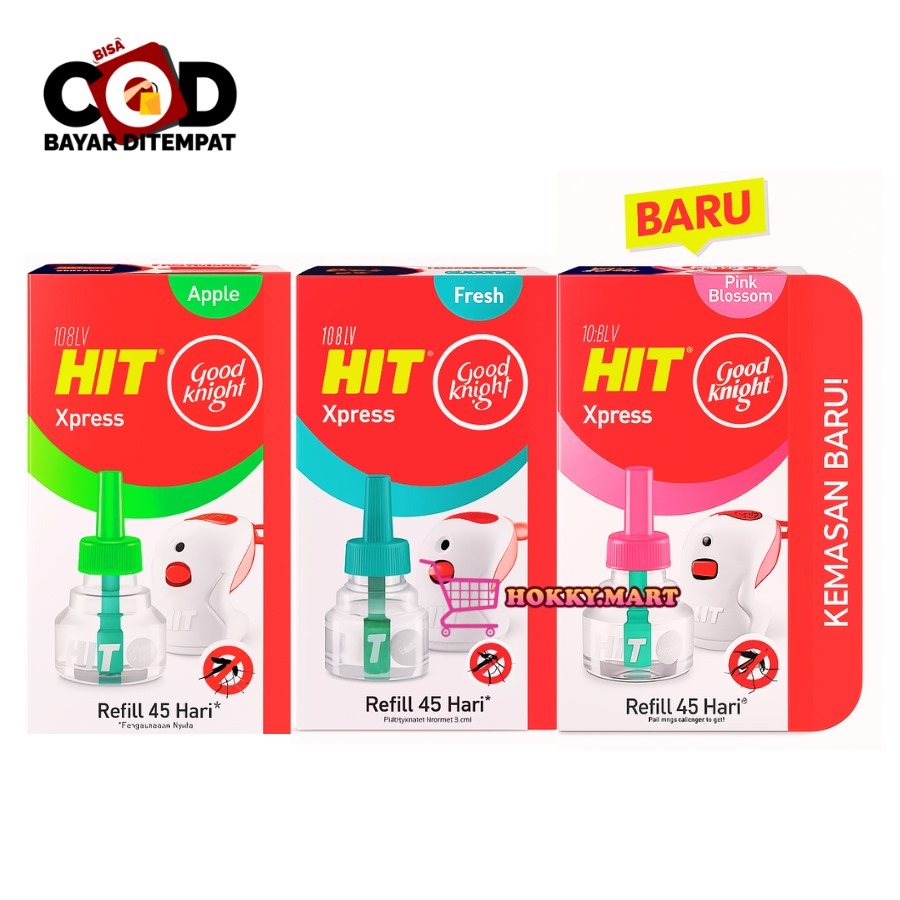 (hokky)Hit Good Knight Xpress Refill 35ml Apple Pink Blossom Fresh Refill 45 Hari Obat Nyamuk Elektr