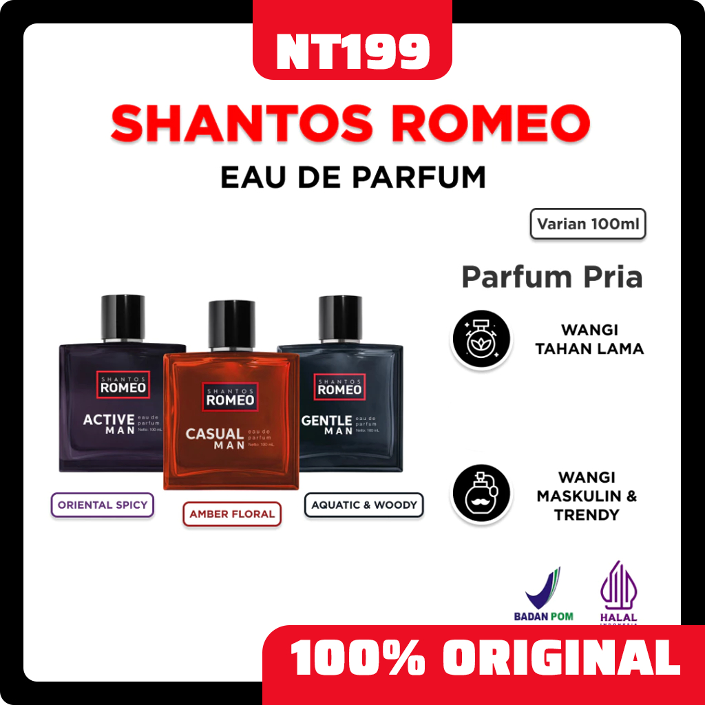 Shantos Romeo Eau De Parfum 100ml - Active, Casual, Gentle | Parfum Pria