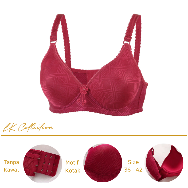 Bra Wanit Motif Garis Busa Tipis Ukuran Big Size Bh Korean Tanpa Kawat Bahan Elastis