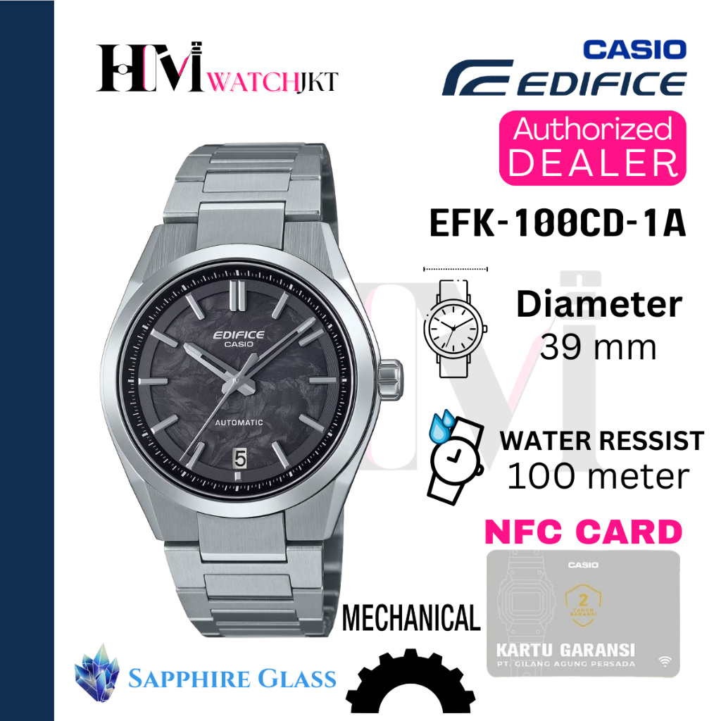 CASIO EDIFICE EFK-100CD-1ADR Jam Tangan Pria Original Analog Automatic Rantai Antiair EFK-100CD-1A E