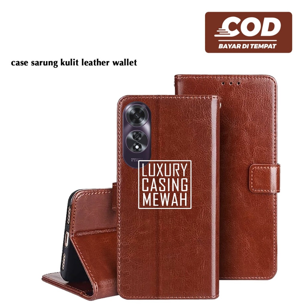 Case Sarung Kulit / Flip Leather case Premium Flip Wallet Case for Oppo A60 4G Oppo A71 Oppo A74 5G 
