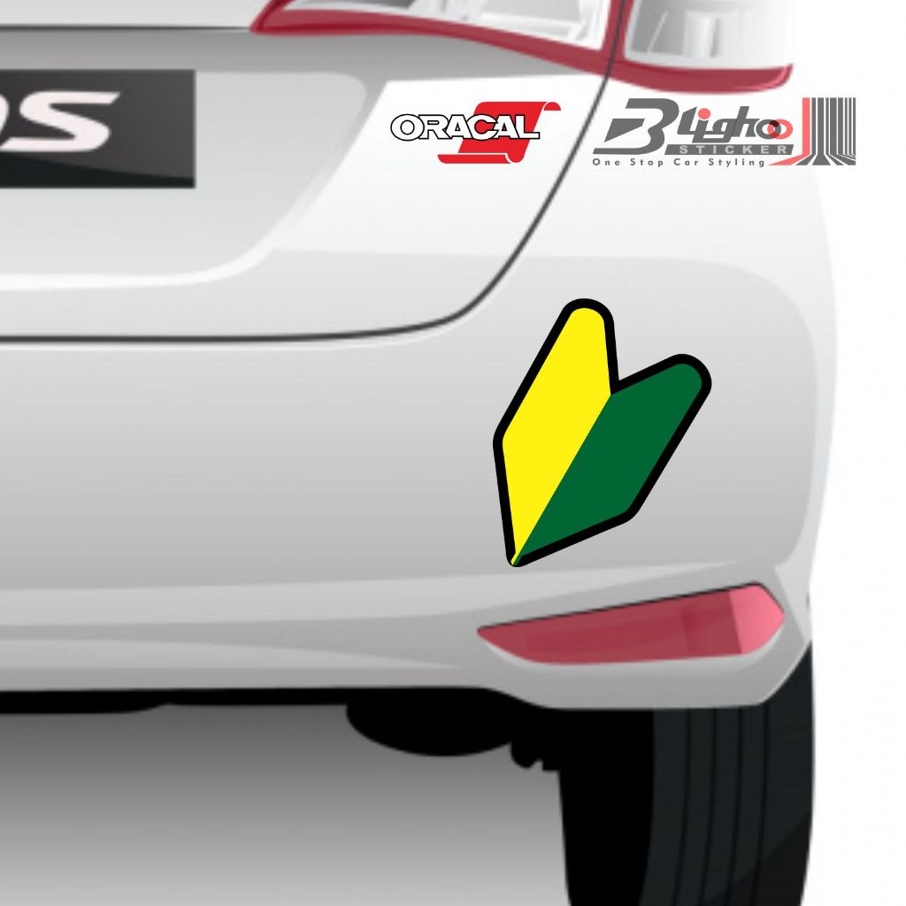 Blighoo - Cutting Sticker Bumper Mobil Jdm WAKABA MARK Stiker Mobil New Driver Variasi Keren