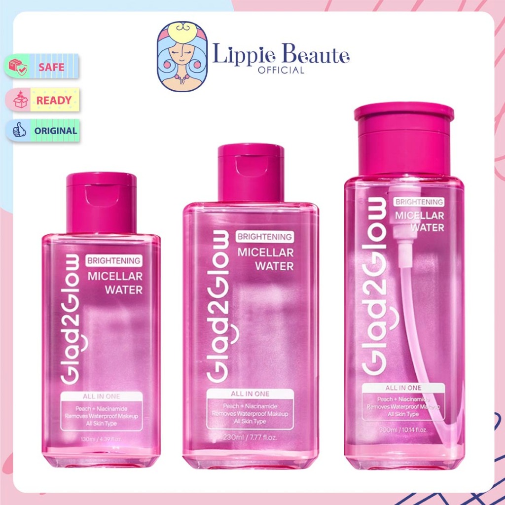GLAD2GLOW - G2G Micellar Water Brightening 130ml, 230ml dan 300ml