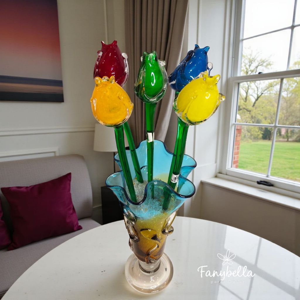 Bunga Kaca Tulip Kristal kaca Mewah Panjang Ukuran 50 cm