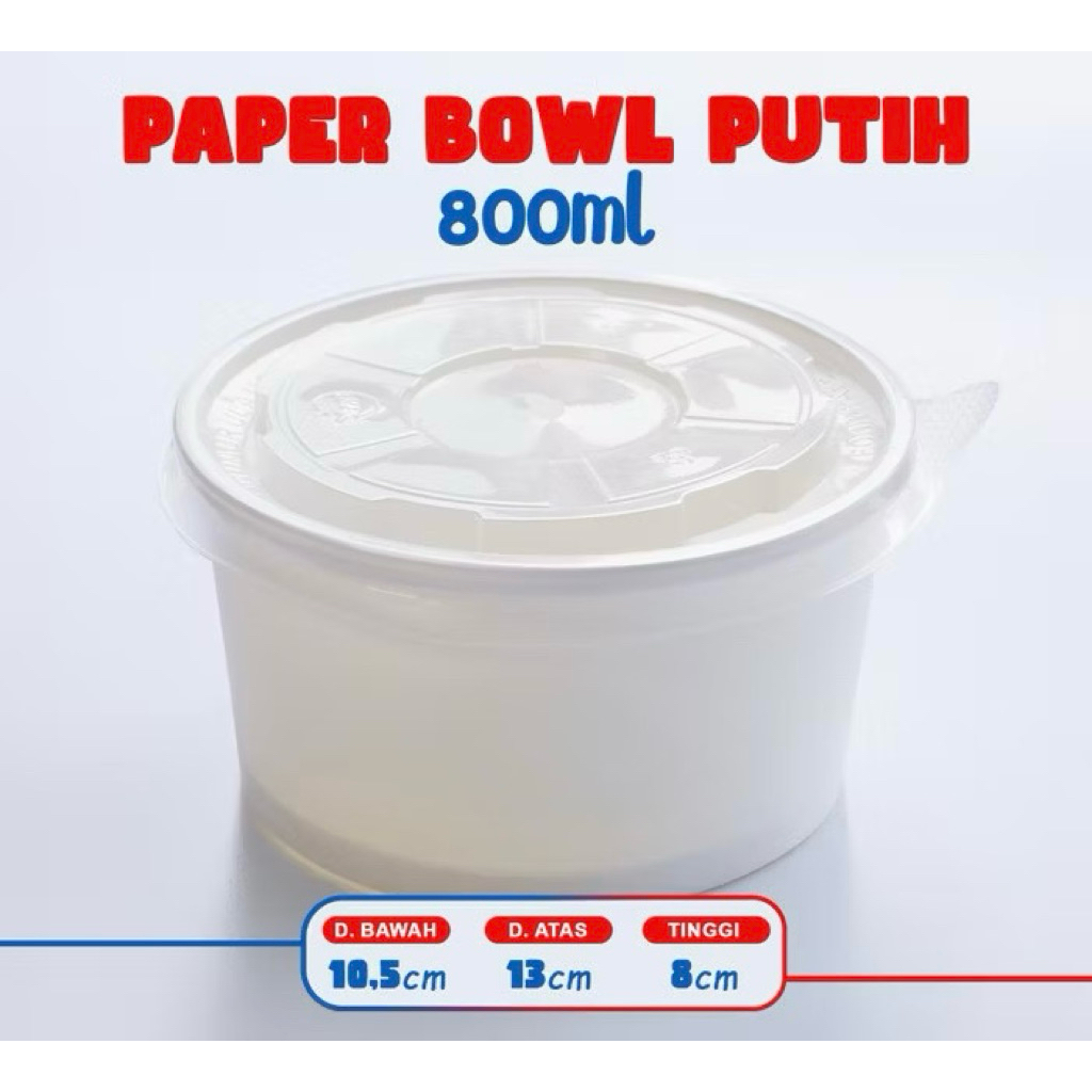 PAPER BOWL IVORY 800ML / PAPER BOWL IVORY PUTIH LAMINASI 800ML / PAPER BOWL 800ML / PAPER BOWL IVORY