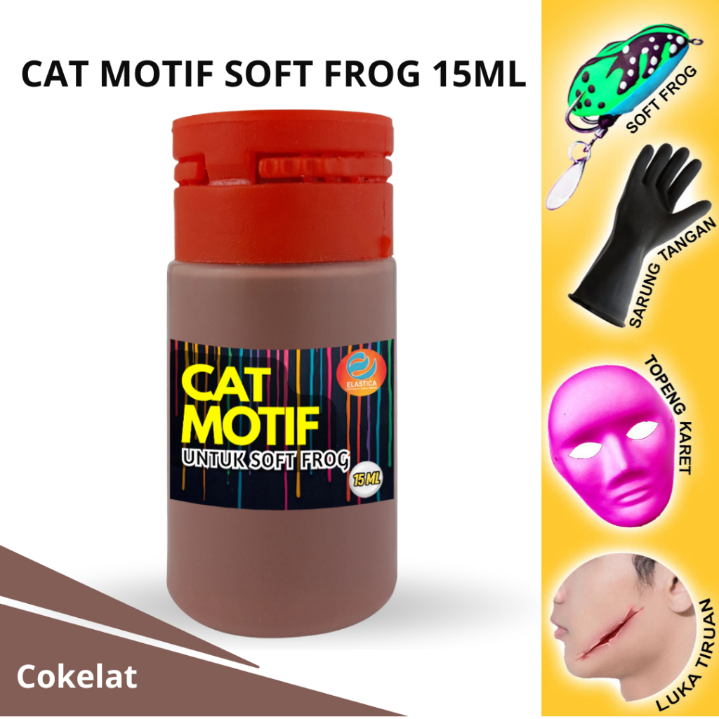 Cat Motif Soft Frog Latex Elastica 15 ml Cokelat Coklat – Untuk Lukis Soft Frog