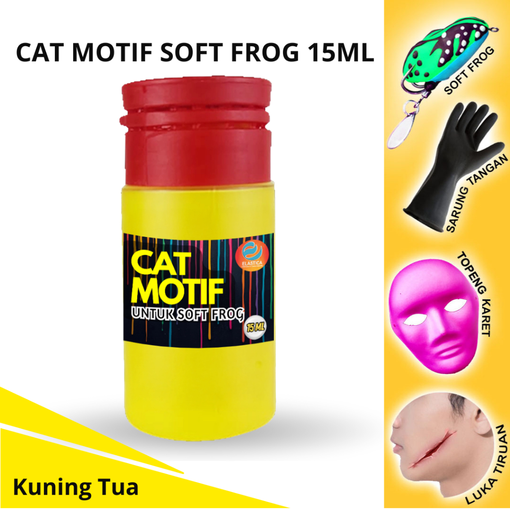 Cat Motif Soft Frog Latex Elastica 15 ml Kuning Tua – Untuk Lukis Soft Frog