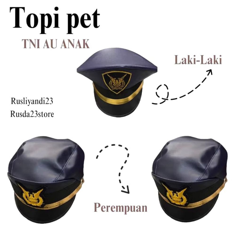 TOPI PET ANAK TNI AU INDONESIA BERKUALITAS/ TOPI TNI AU ANAK TK/PAUD.