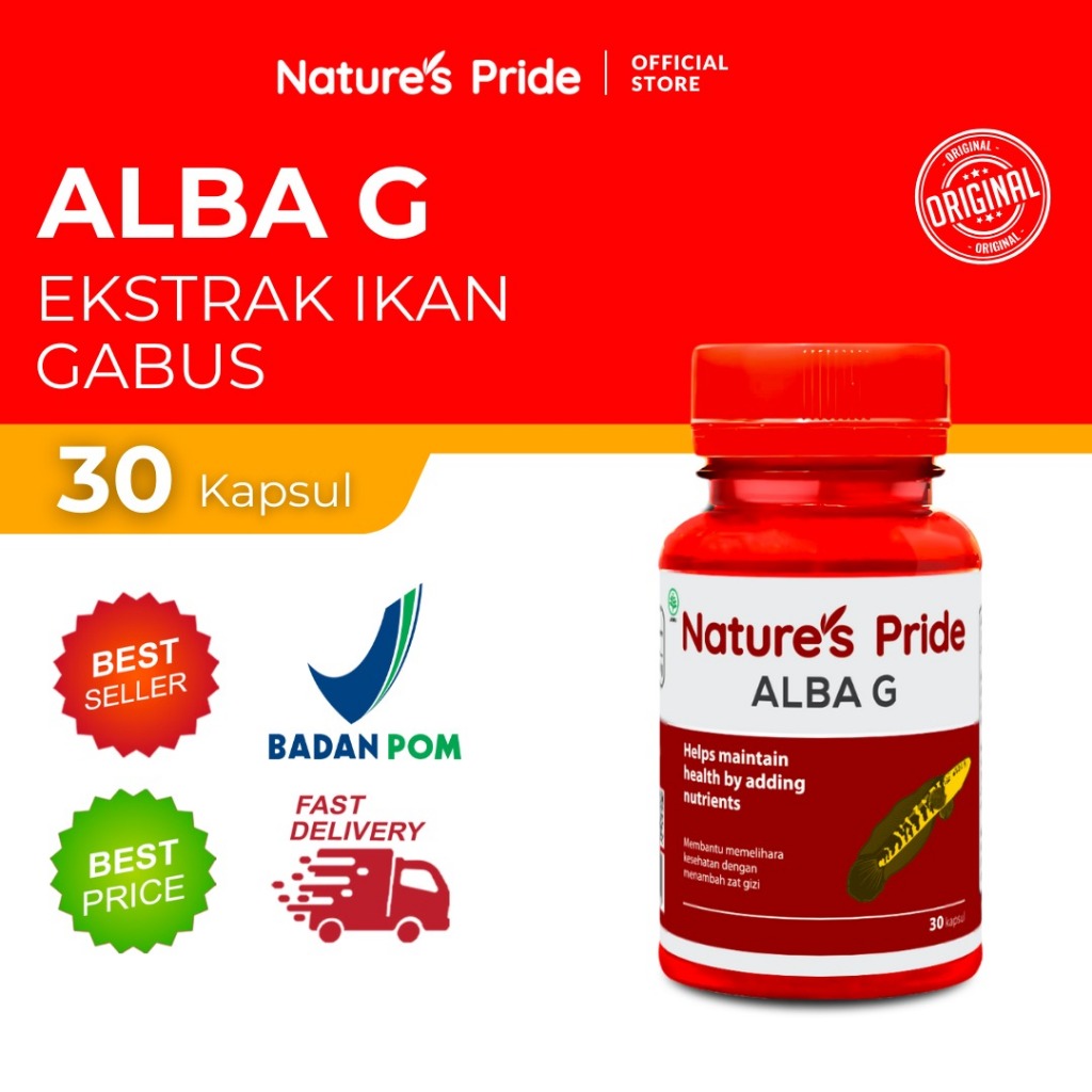 NATURE'S PRIDE ALBA G EKSTRAK IKAN GABUS ALBUMIN ISI 30 KAPSUL