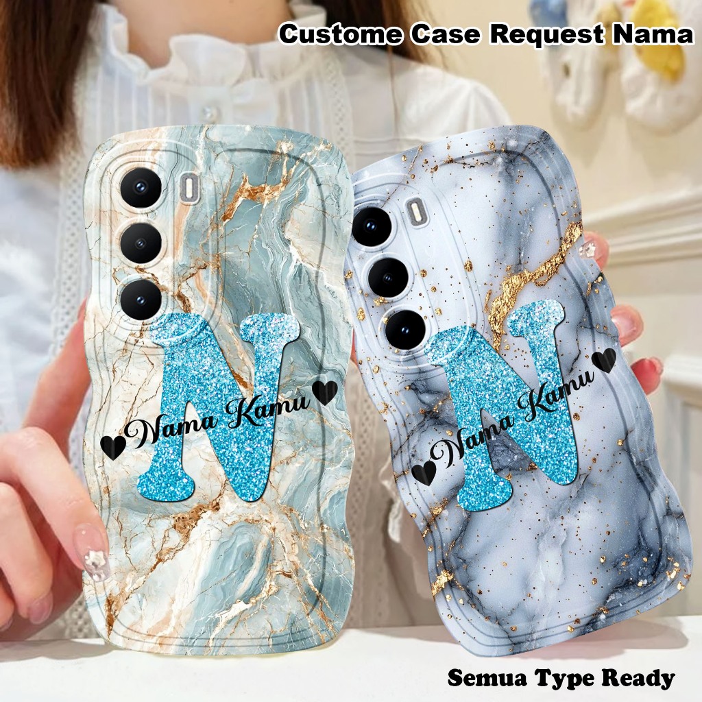 RY862 Case Custome Motif Marble Bisa Request Nama Tersedia Semua Type Handphone Oppo Vivo Samsung In