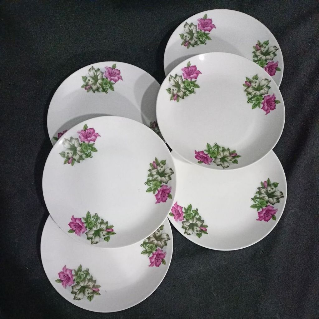 Piring Kue lawas motif Bunga Kangkung d16.5