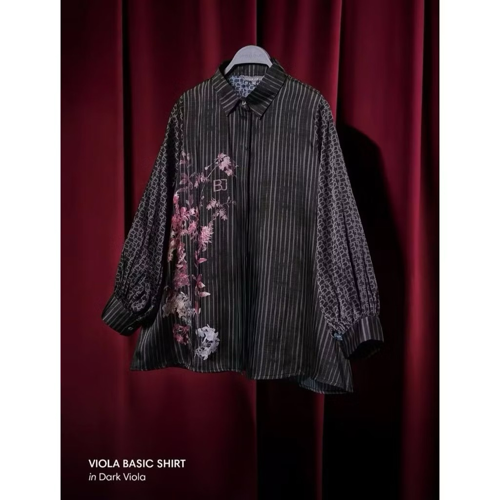 VIOLA BASIC SHIRT / DRESS / EMBROIDERY DARK VIOLA (HITAM) BENANG JARUM