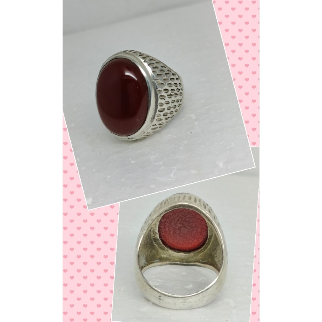 Cincin Perak Batu Akik Yaman Ahmar Hiriz Surat Al Ikhlas