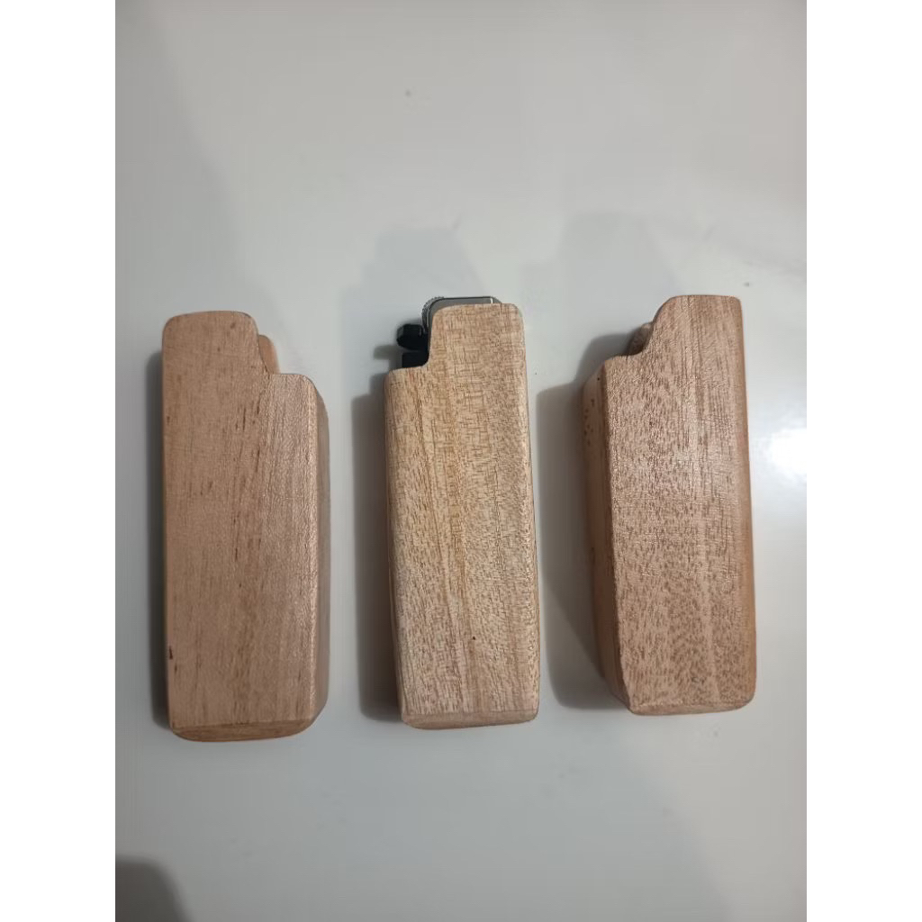 Cover Korek Api Gas TANPA TUTUP bahan Kayu Unik Keren Model bahan dari kayu mahoni (FREE KOREK)