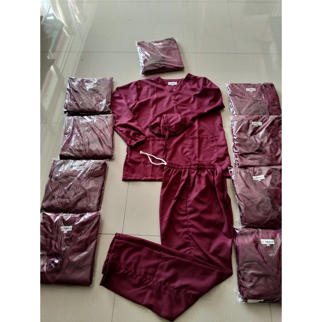 Baju OK Lengan Panjang Setelan CELANA Catton Toyobo premium,bata