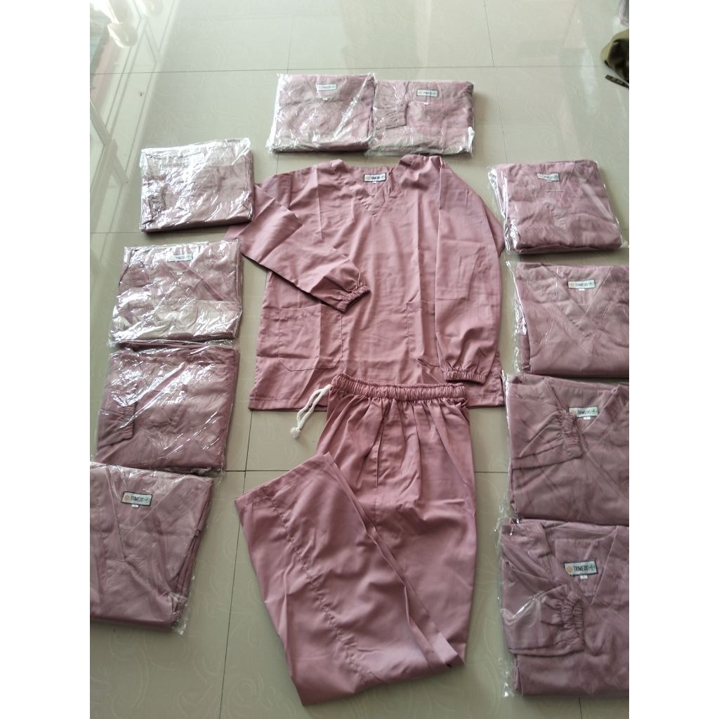 Baju OK Lengan Panjang Setelan CELANA Catton Toyobo premium,Maron