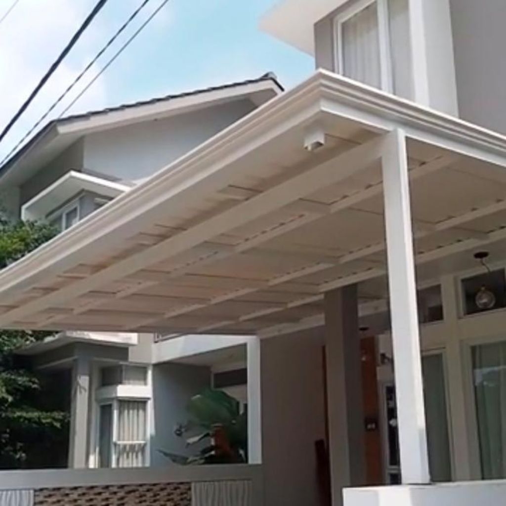 kanopi atap alderon upvc dobel layer rangka hollow galvanis